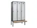 locker met bank,voor scheiding van kleding,HxBxD 2120x1200x815mm,3vak