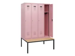 locker met bank,HxBxD 1950x1200x815mm,4vak,vak B 300mm,cilinderslot