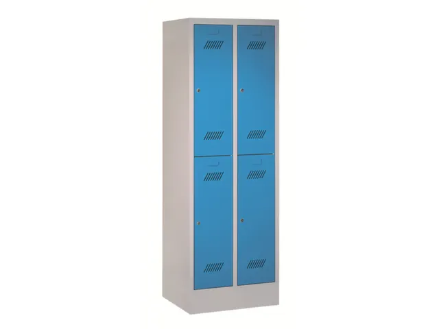 dubbeldekse locker,HxBxD 1850x600x500mm,2x2vak.,RAL7035,front RAL7035