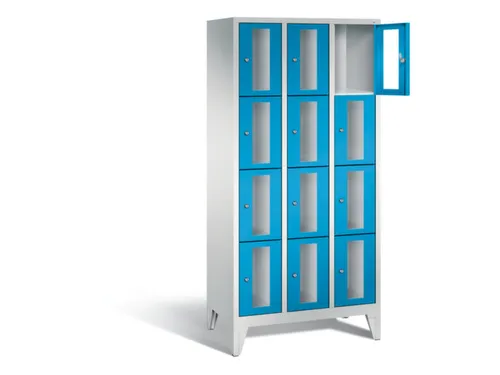Lockerkast 1850x900x500mm 3x4 vakken Cilinderslot Poten, RAL5012