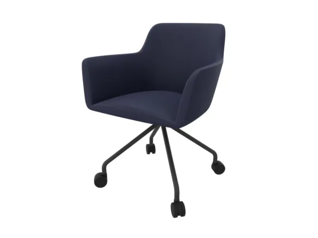 Bezoekersstoel 4-Voet/4Wielen Ronde Buis Donkergrijs Lichtblauw