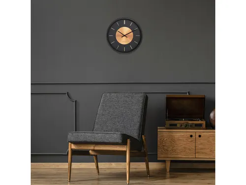 Wandklok NeXtime Retro II 25cm zwart/koper metaal