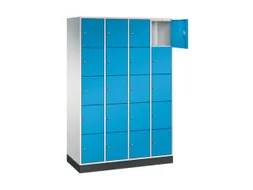 lockerkast,RAL 7035/RAL 5012,HxBxD 1950x1220x500mm,4x5vakken,cil.-slot