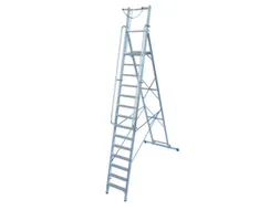 verrijdbare treden-platformladder eenzijdig 14treden stand H 3 3m