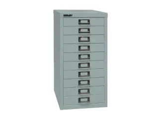 kantoor-ladekast HxBxD 590x278x380mm 10 laden romp zilverkleurig staal - 2