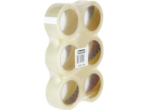 Verpakkingstape 50mmx66m Transparant PP Low noise Pak à 6 rollen