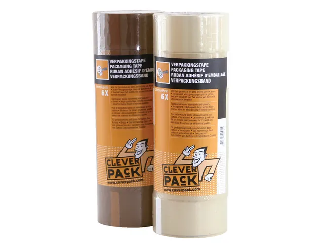 Verpakkingstape Cleverpack Pp 48mmx66m Bruin Pak 6 rollen