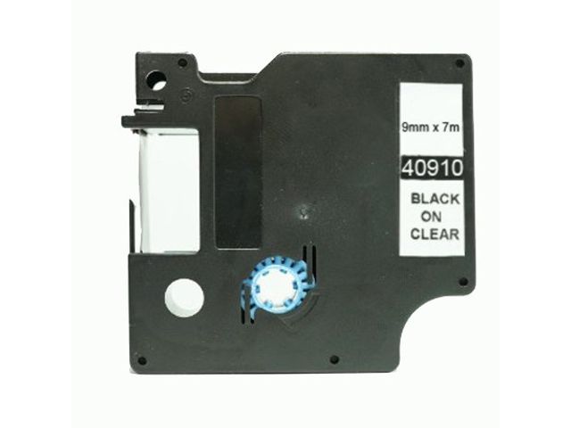 Labeltape Dymo Compatible 40910 D1 9mmx7m Zwart Op Transparant | DymoEtiket.nl