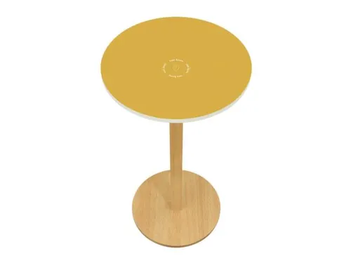statafel,HxØ 1100x600mm,rond,schotelvoet natuur,blad geel