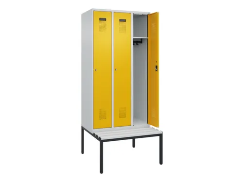 locker met bank,HxBxD 2120x900x815mm,3vak,vak B 300mm,cilinderslot