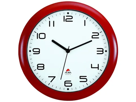 De Alba HORNEW wandklok met stille werking 30cm. Rood