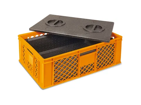 Euronorm-stapelbak,m. isoleerbox,HxLxB 240x600x400mm,20l,PE,oranje