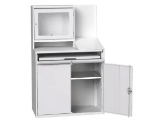 pc-kast monitorvak 1650x1050x550mm toetsenbordblad RAL7035+RAL7035 - 1