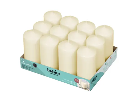 Kaars Stomp 6 x 12 cm Ivoor 33u tray 12 stuks