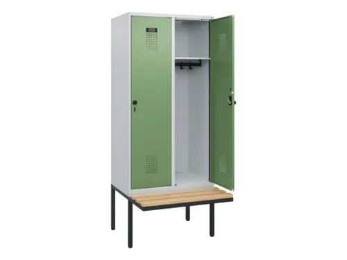locker met bank,HxBxD 1950x800x815mm,2vak,vak B 400mm,draaigrendel
