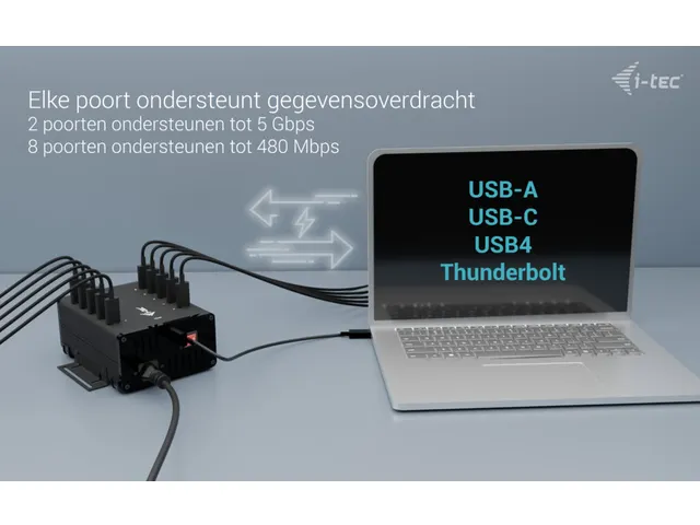 USB-C/USB-A Metal Charging + data HUB, 15W per port, 10x USB-C