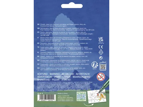 Viltstift Faber-Castell Dino 10x stand. Kleur+3x metallic kleur incl.