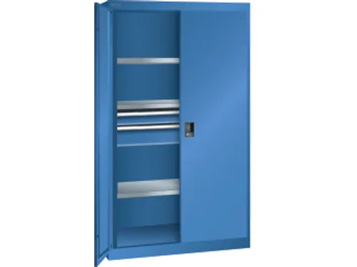 systeemkast,HxBxD 1950x1100x641mm,3xStalen bodem,2lade(n),lak RAL5019