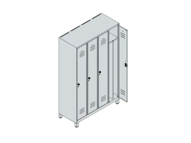 locker voor scheiding van kleding,HxBxD 1950x1200x500mm,4vak