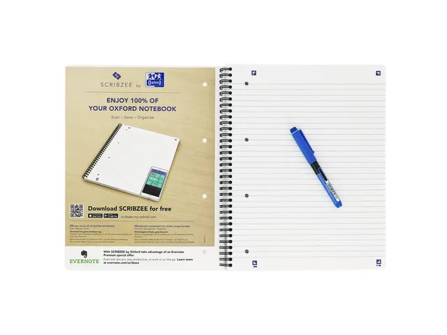 Bloc de cours Oxford A4+ 4 perforations ligné 90fls noir