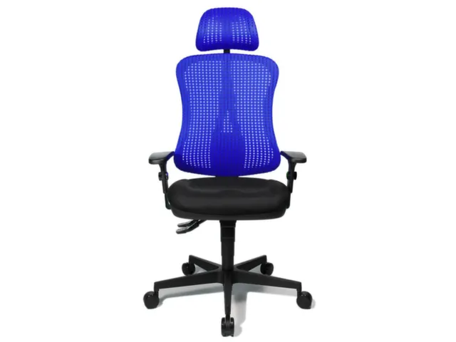 Siège Bureau Pivotant Assise Noir Dossier Maille Bleu