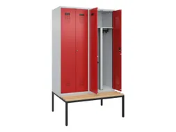 PBM-locker met bank,HxBxD 2120x1200x815mm,4vak,vak B 300mm