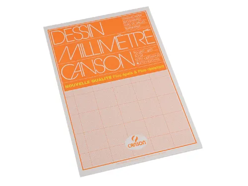Millimeterpapier Canson bruingeel bedrukt 50vel 72gr A3 wit