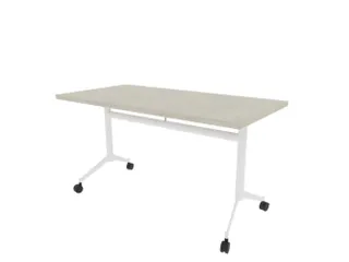 klaptafel,HxBxD 750x1400x700mm,hoekig,T-voet wit,ovale buis,blad beton - 1