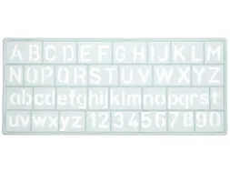 Sjabloon Westcott cijfers en letters 10mm hoog. 148X65mm, transparant