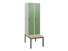 locker met bank,HxBxD 1950x600x815mm,2vak,vak B 300mm,draaigrendel