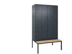 PBM-locker met bank,HxBxD 2120x1200x815mm,4vak,vak B 300mm,cil.-slot