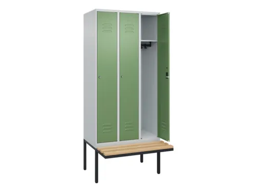 locker met bank,HxBxD 2120x900x815mm,3vak,vak B 300mm,cil.-slot