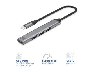 Hub ACT USB-C 3x USB-A 2.0 en 1x USB-A 3.0 - 2