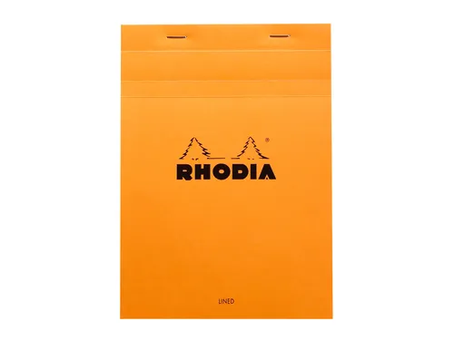Schrijfblok Rhodia A5 lijn 80 vel 80gr met kantlijn oranje