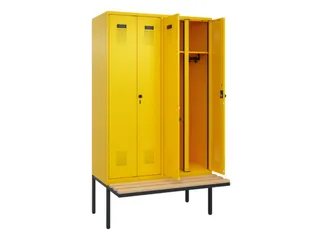 locker met bank,voor scheiding van kleding,HxBxD 2120x1200x815mm,4vak - 1