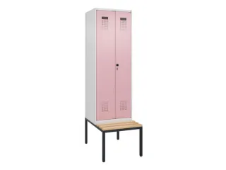 locker met bank,voor scheiding van kleding,HxBxD 2120x600x815mm,2vak - 2