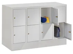 lockerkast,HxBxD 855x1200x500mm,4x2vakken,RAL7035,front RAL5012