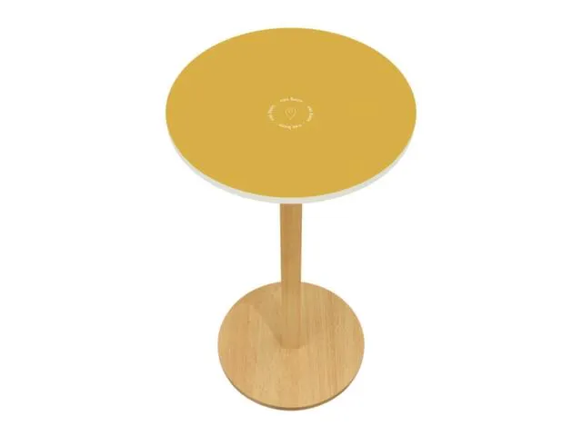 statafel,HxØ 1100x600mm,rond,schotelvoet natuur,blad geel