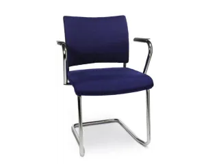 Bezoekersstoel Armleuningen Blauw Stof Zitting 450x480mm Sledeframe - 2
