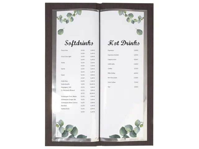 Drankkaart map Sigel 1/2 A4 smal Eco serie D.grijs/hout voor 8 blad