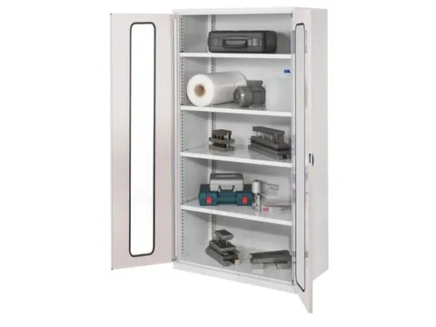 Materiaalkast Vensterdeuren 1950x1000x600mm 4legborden Ral7035