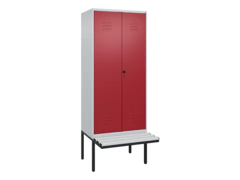 PBM-locker met bank,HxBxD 2120x800x815mm,2vak,vak B 400mm,draaigrendel