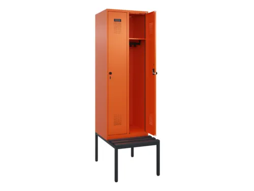 locker met bank,HxBxD 2120x600x815mm,2vak,vak B 300mm,draaigrendel