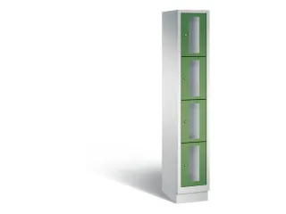 Lockerkast 1800x320x500mm 1x4 vakken Cilinderslot, Sokkel, RAL6011 - 2