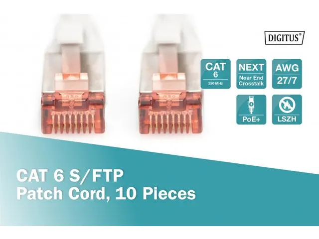 CAT 6 S-FTP patchkabel Cu LSZH AWG 27/7 Lengte 5m 10 stuks Grijs