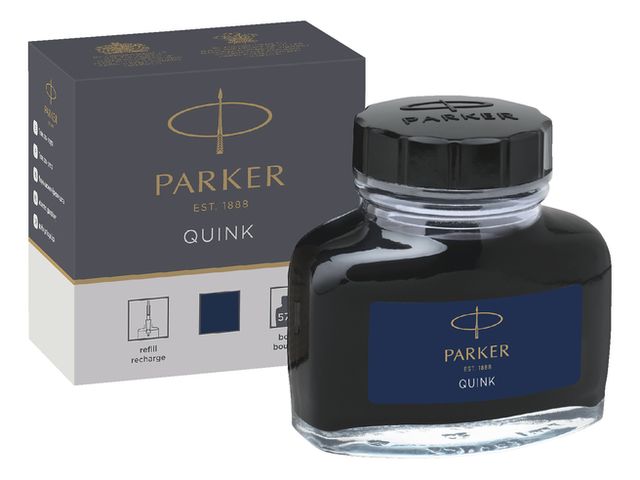 Vulpeninkt Parker Quink permanent 57ml blauw/zwart | VulpennenShop.nl