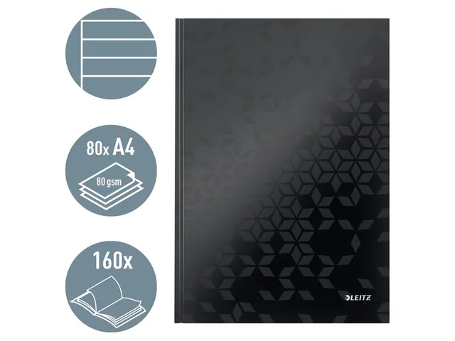 Notitieboek Leitz WOW A4 lijn zwart