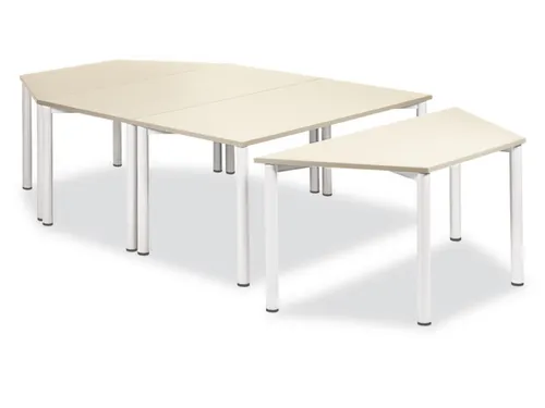 Tafel Ronde Buis Blad Halfrond Hxbxd 72x160x80cm Esdoorn 4voeten Alu