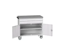 gereedschapswagen 980x800x600mm linoleum 2 laden+kast, RAL7035+RAL7035