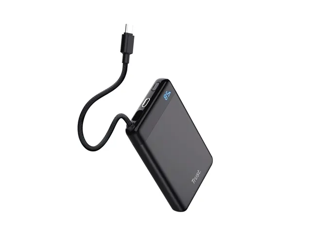 Powerbank Trust Fiera 10.000 met kabel 2 USB-poorten zwart